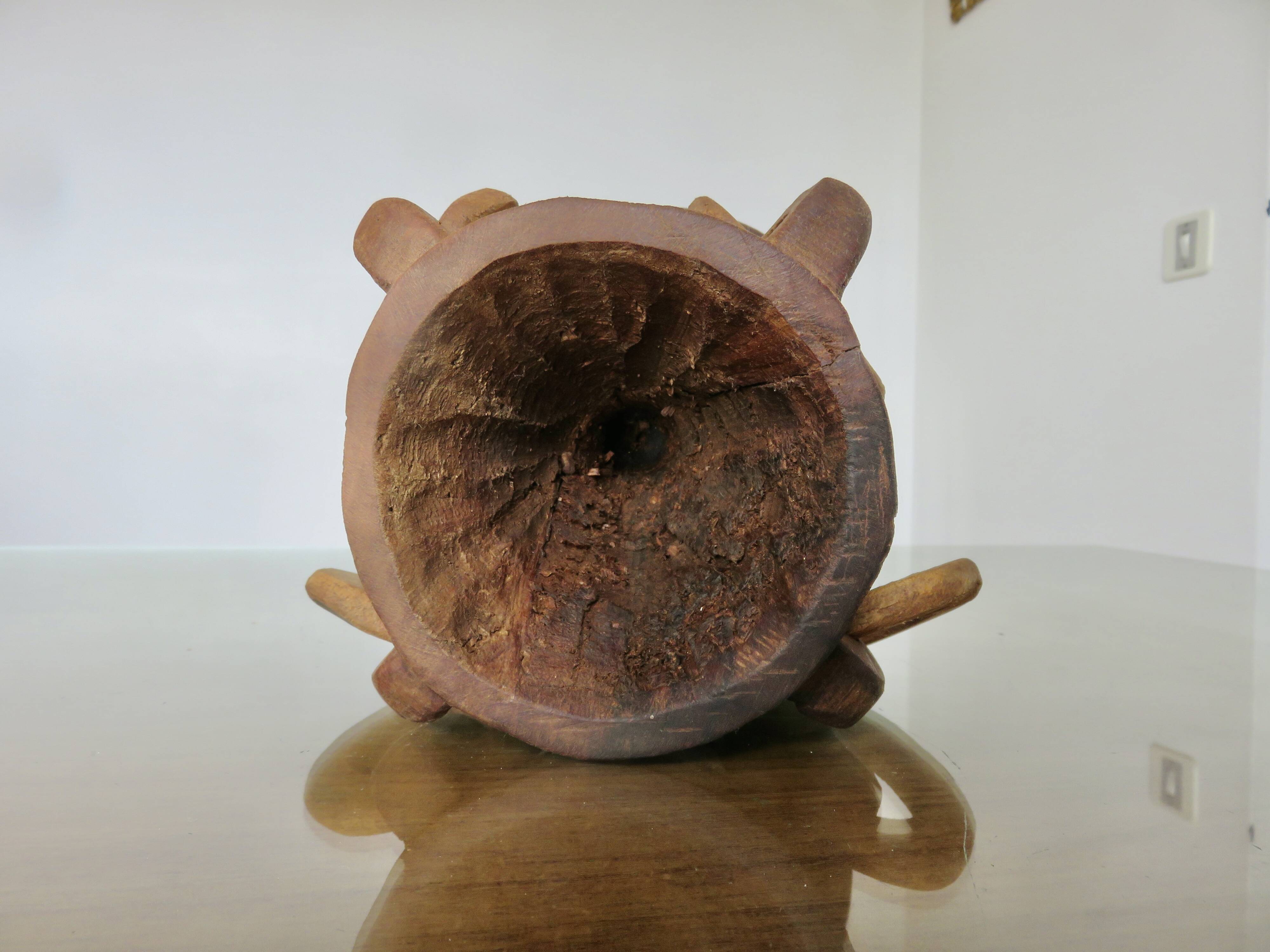 African vase in solid teak