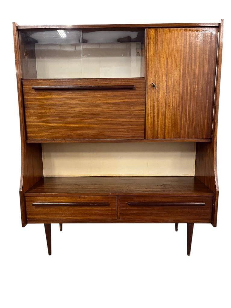 Vintage wooden cabinet with display case / bar section