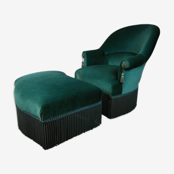 Fauteuil crapaud avec repose-pieds