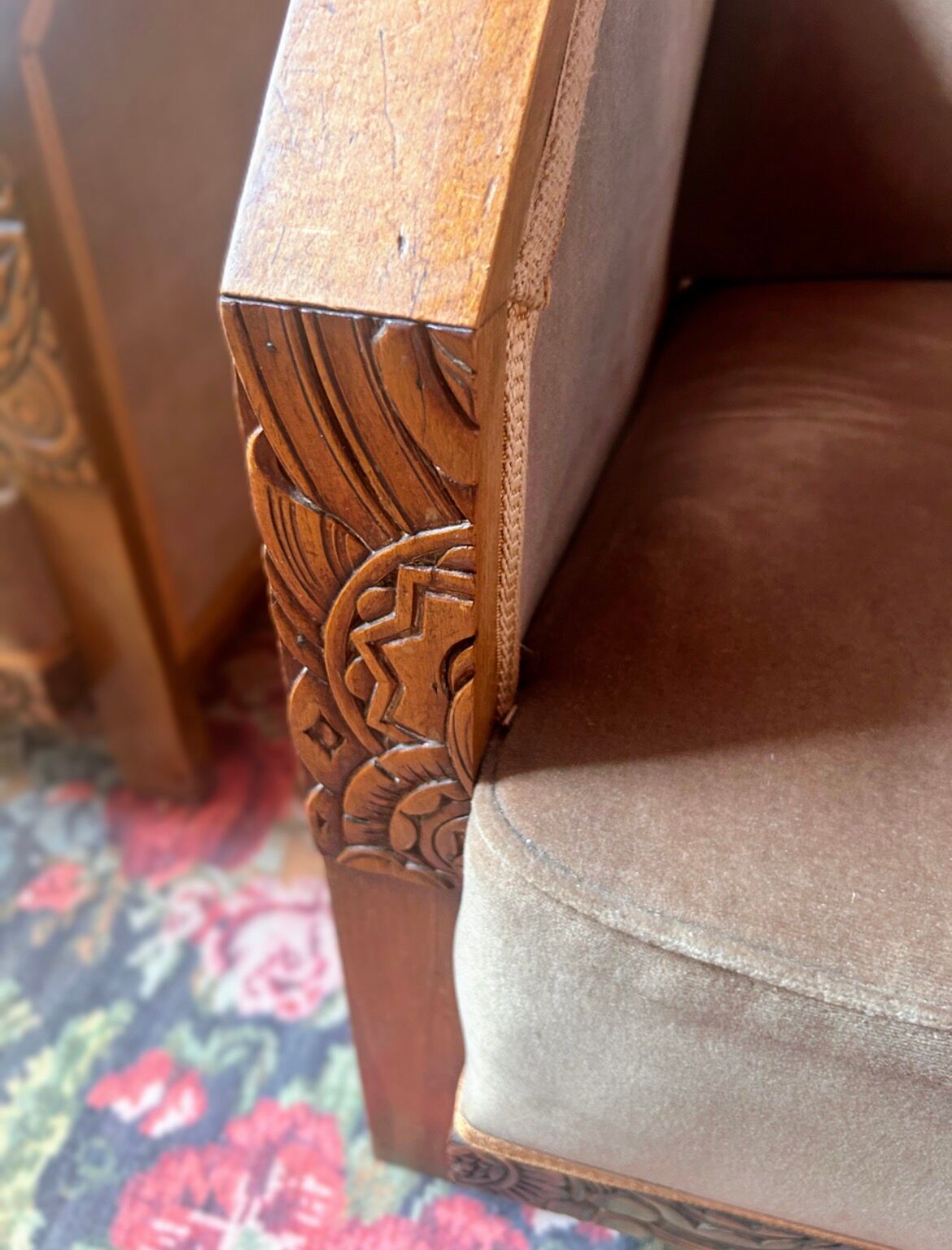 Pair of Art Deco club armchairs, renovated