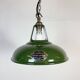 Suspension industrielle en émail vert de Coolicon, années 1950