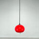 Mid century red hanging lamp with chrome by Harvey Guzzini for Meblo Italy