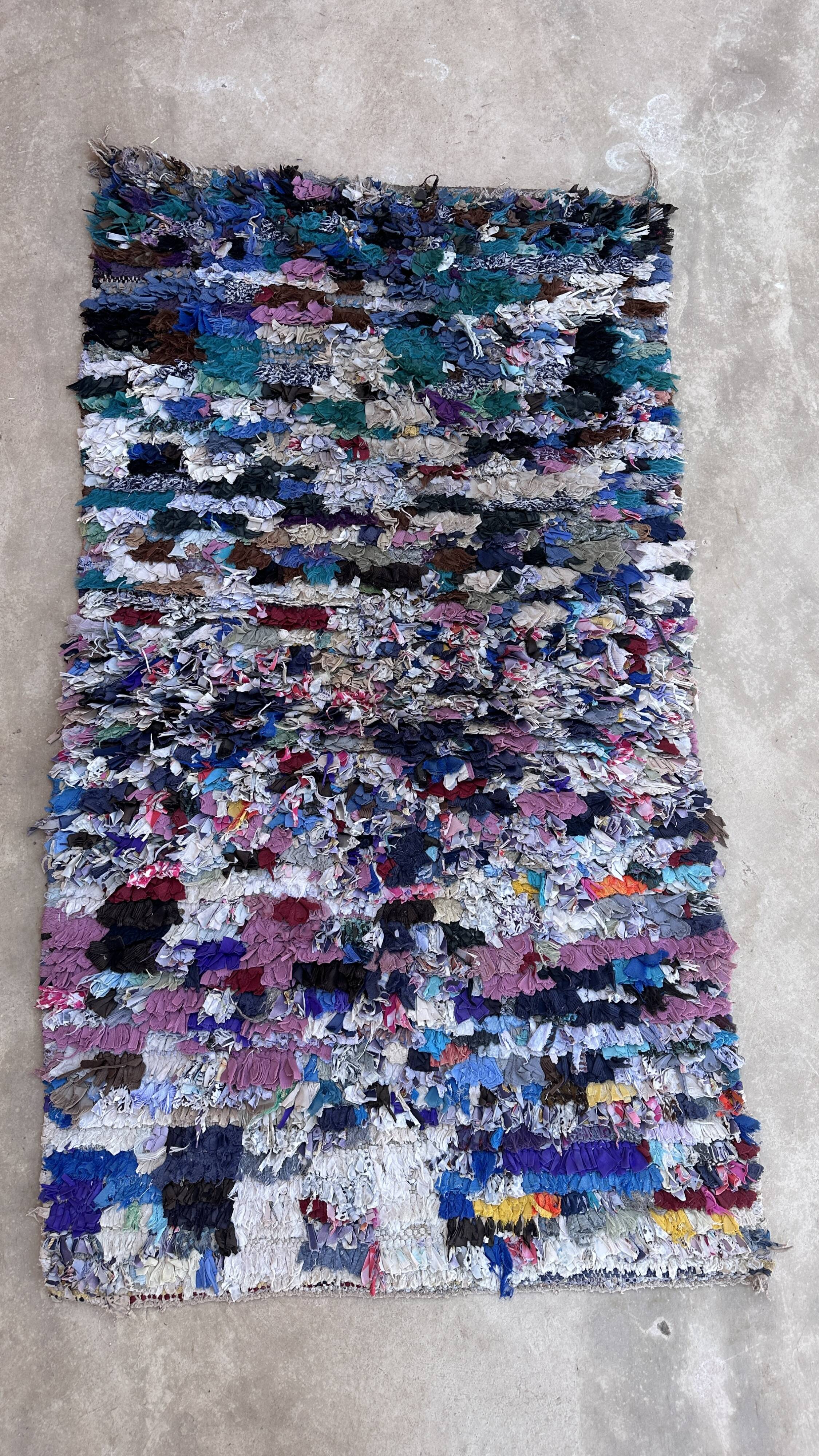 Colorful Boucherouite Moroccan rug - 89 x 162 cm