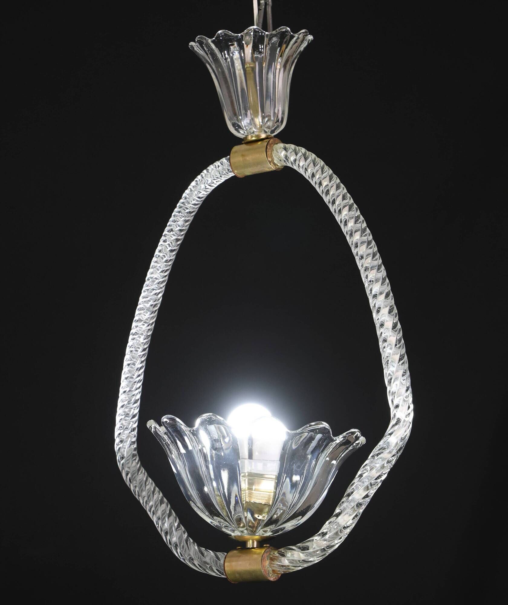 Petite Art Deco Pendant Chandelier by Ercole Barovier, 1940s