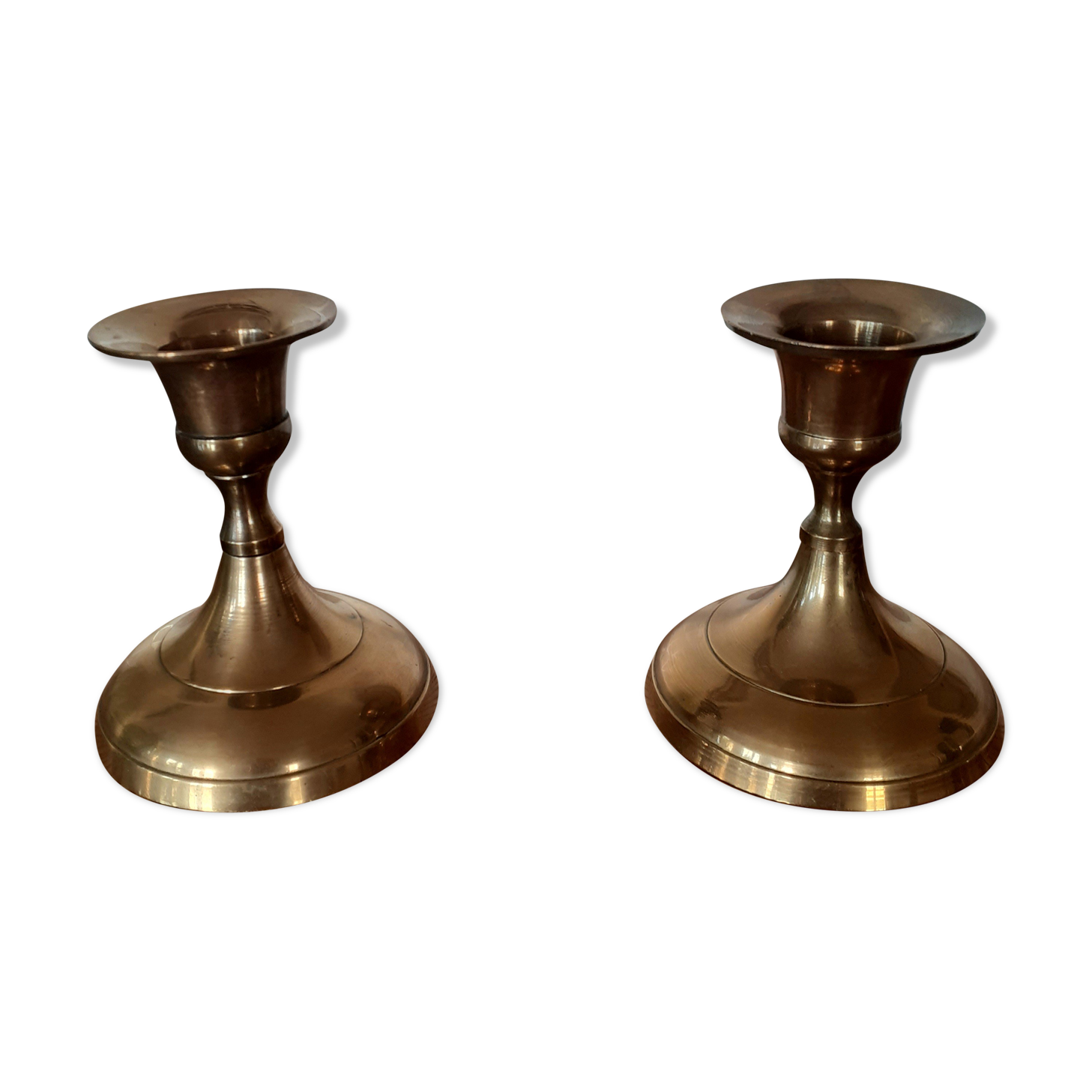 Pair of brass candle holders
