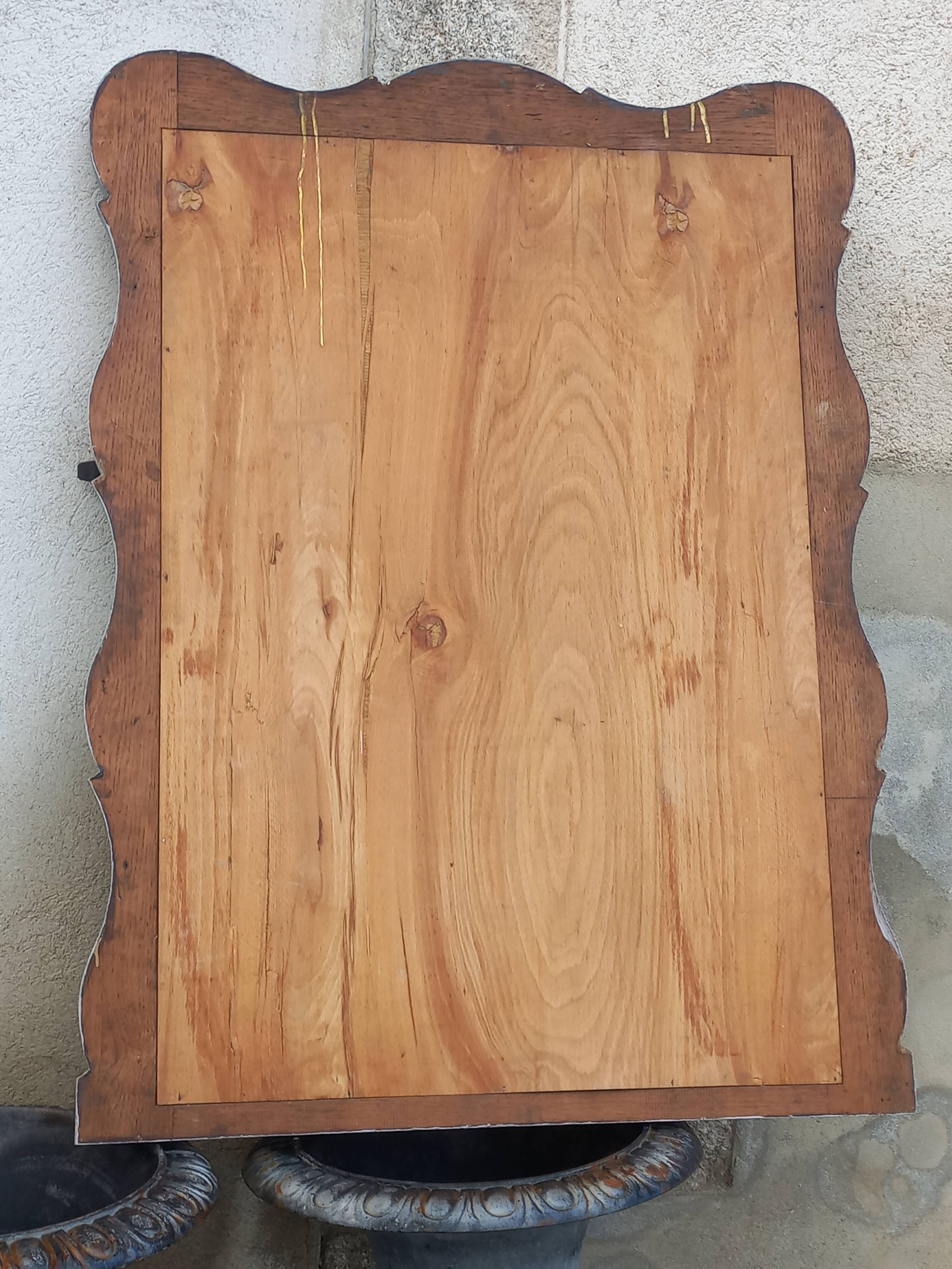 Antique Louis XV style mirror in solid oak with grey patina, 131cm.