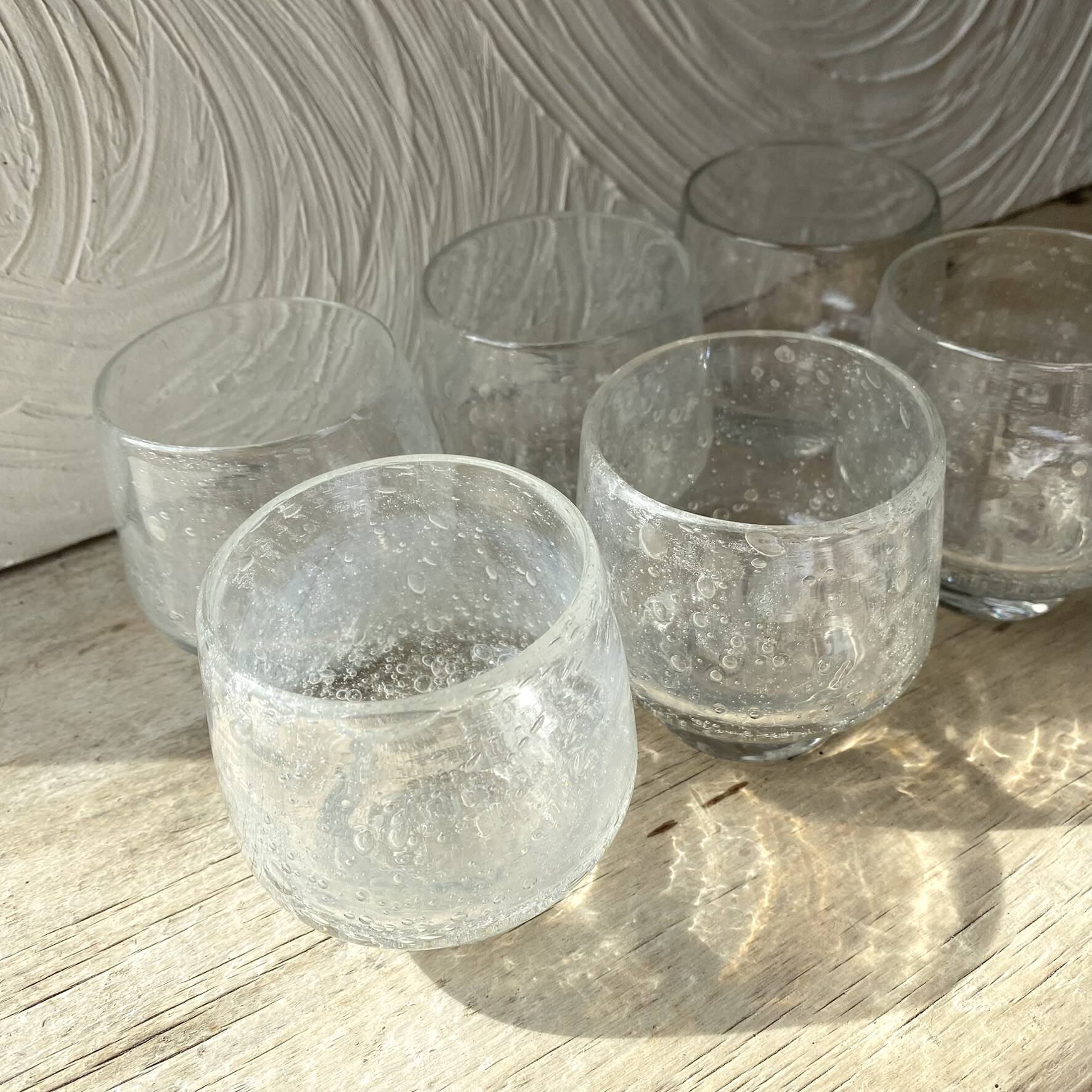 Set punch ou cocktail en verre soufflé bullé , esprit Biot