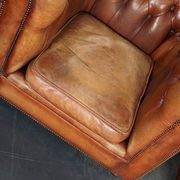 Set of 2 vintage chesterfield club armchairs in cognac leather, Netherlands,