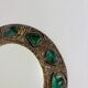 Italian mid-century mirror by Creaciones Gobesso, green Murano rock crystals, 1960s