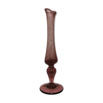 Vase soliflore en verre soufflé et bullé Biot