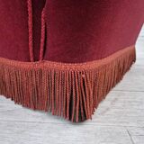 1960s, Danish armchair, original condition, cherry-red furniture velour.