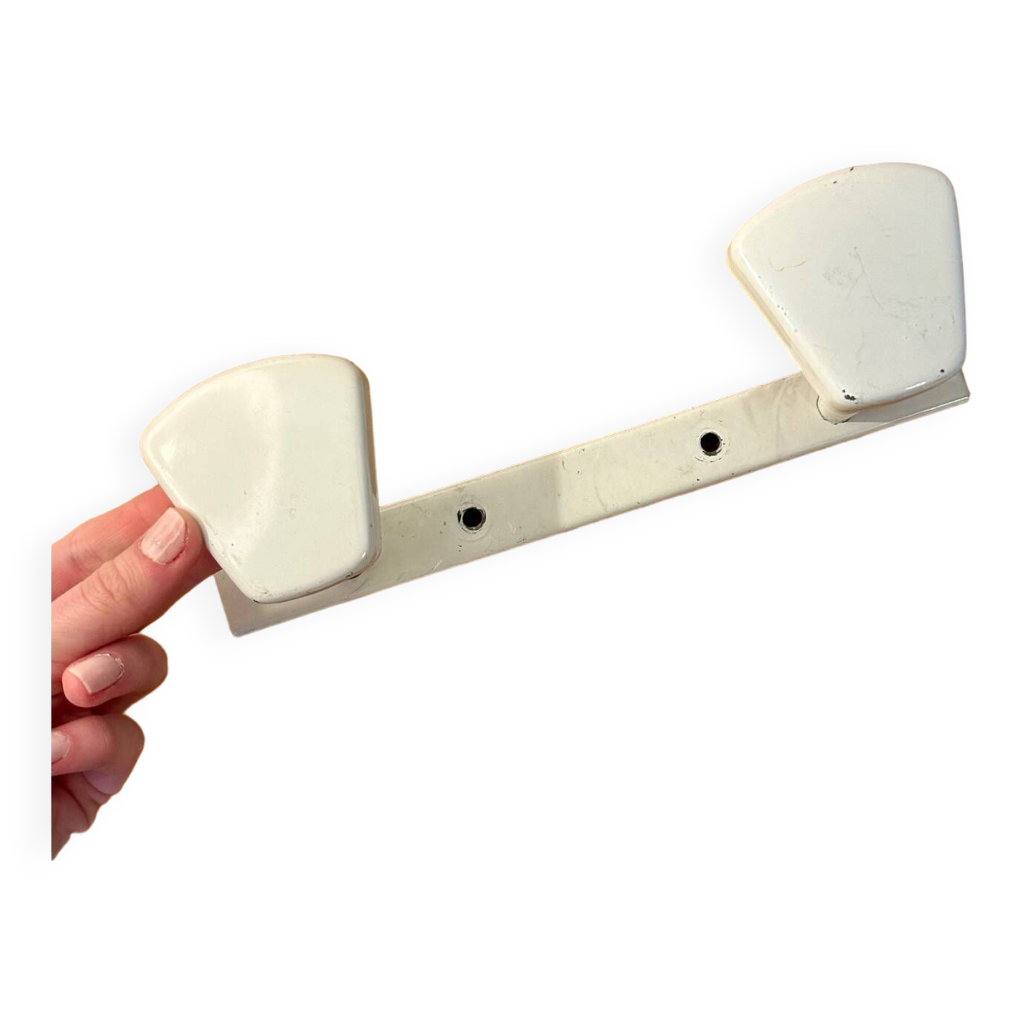 White metal coat hook