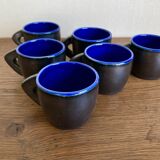 Set of 6 mid century pop 1960s glazed earthenware cups
