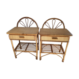 Pair of rattan bedside tables