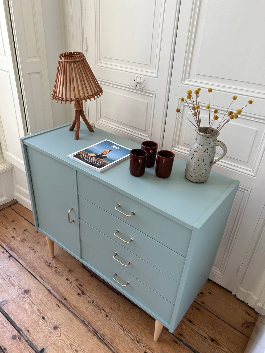 Vintage sideboard revisited in Almond Sarah Lavoine collection (Resources)