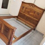 Vintage old walnut bed carved late nineteenth century