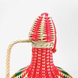 Multicolored glass bottle and braided scoubidou