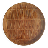 Plat rond à gâteaux ou à fromage en faïence barbotine "paille" couleur caramel Gien Val d'Or