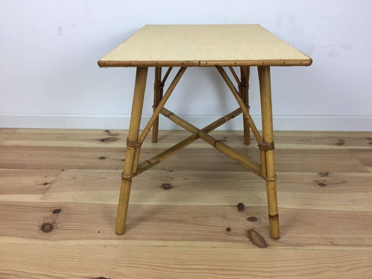 Table d'appoint en rotin vintage, années 60