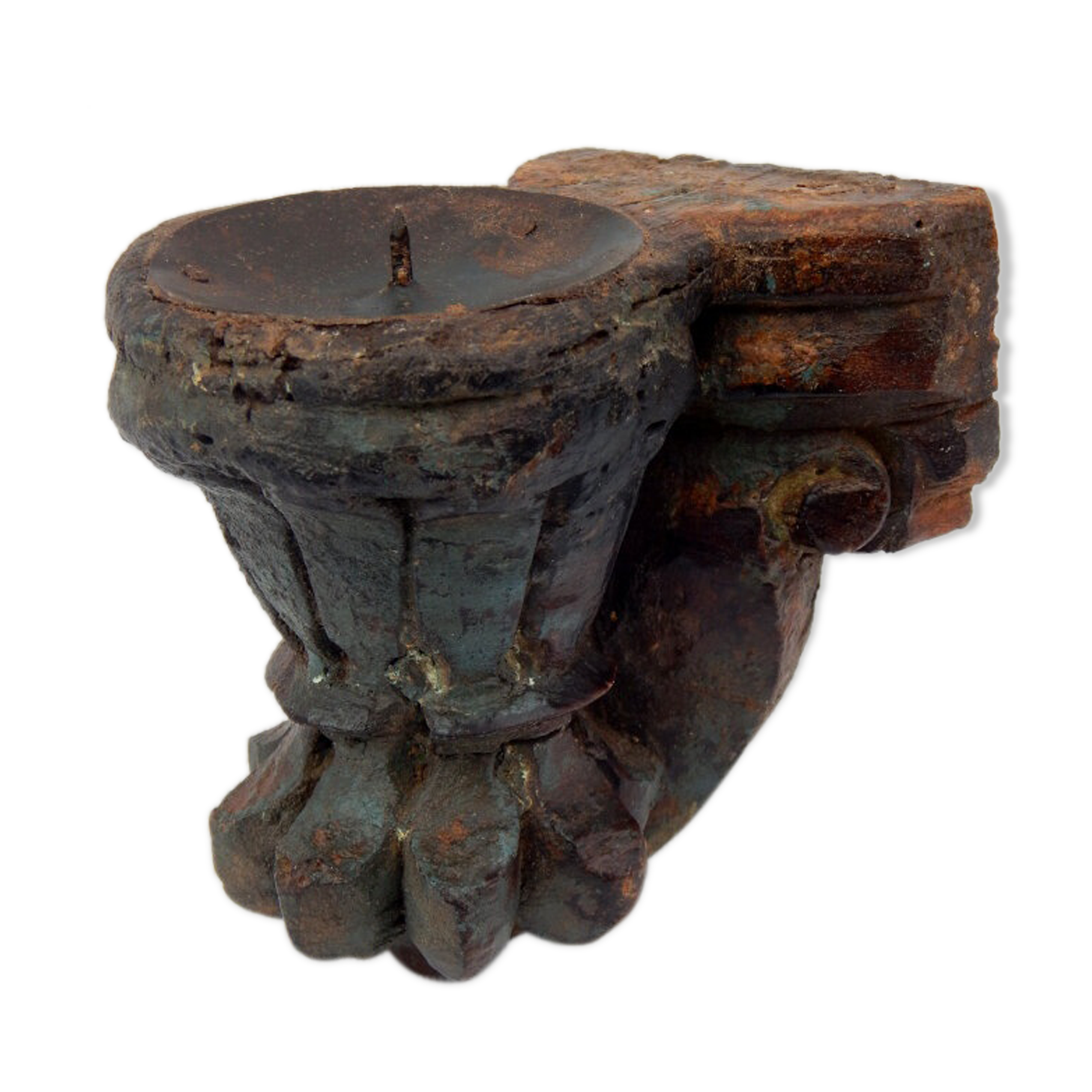 Candlestick recycled wall teak piece architecture India