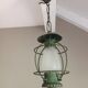 Lantern hanging lamp vintage green effect of gray painted metal