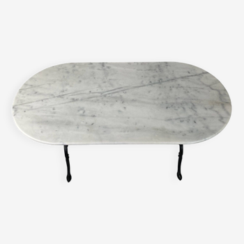 Marble and wrought iron bistro table