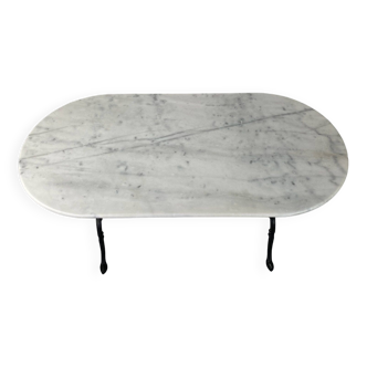 Marble and wrought iron bistro table