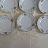 8 plates dessert porcelain Guy Degrenne decoration Basket fruit flowers