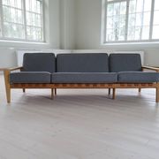 Large 1960s "Bodö" canapé in oak, leather and wool, Svante Skogh, Sweden