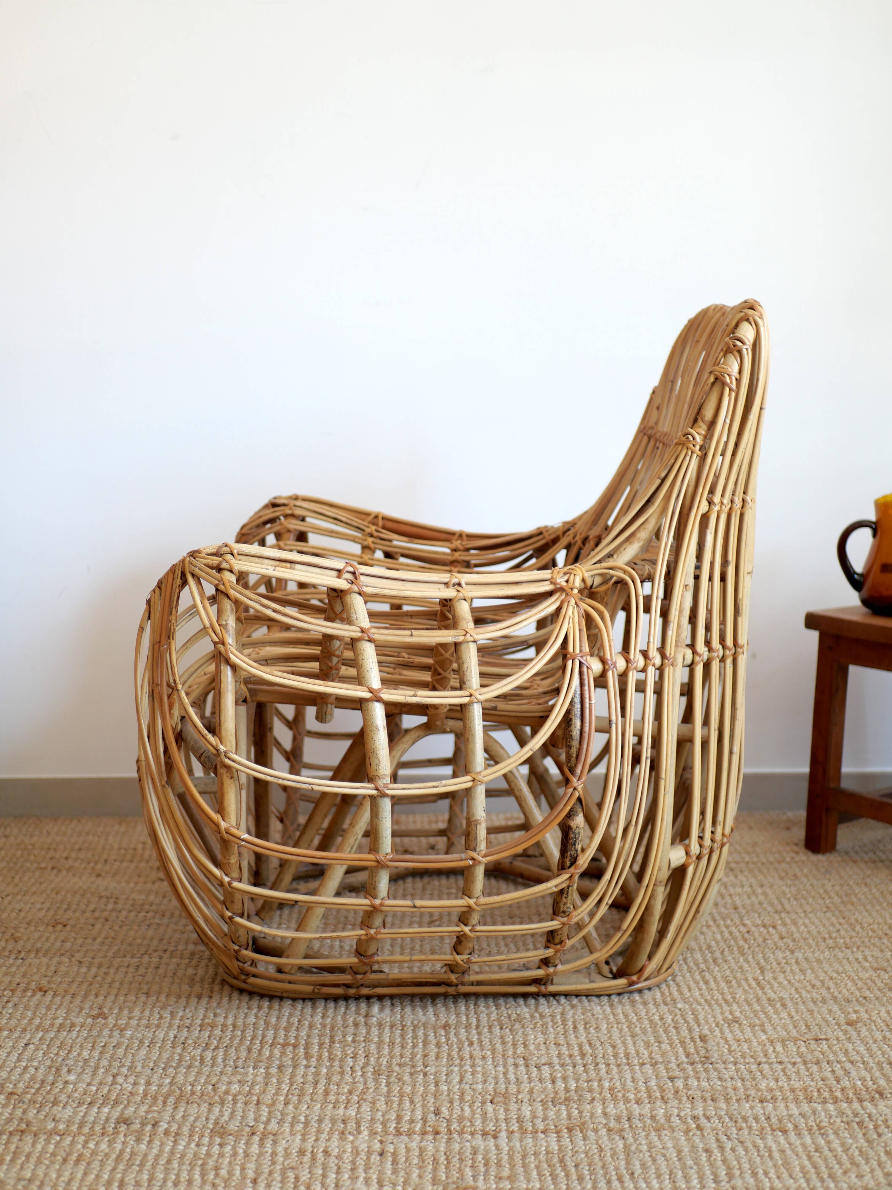 Designer rattan armchair