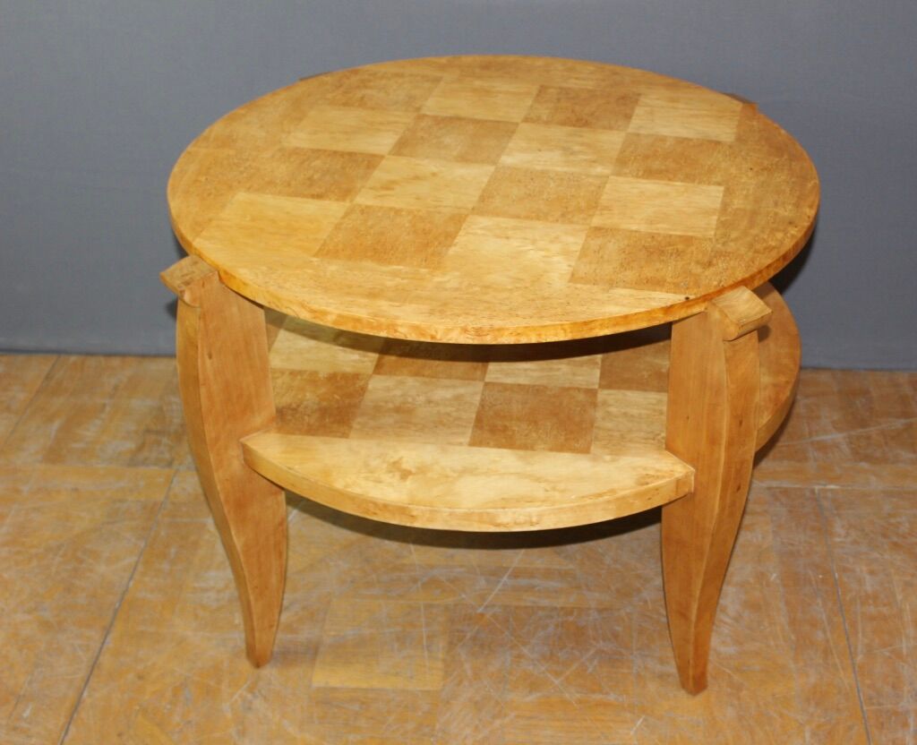 Art Deco Period Pedestal Table in Birch From Norway to Two Trays Around 1930