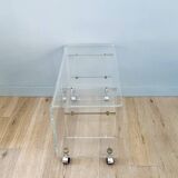 Vintage plexi glass trolley on casters