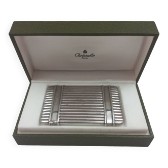 Christofle business card holder cigarette leaf case 925 sterling silver new
