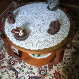 Round lounge table in blond wood