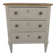 Petite commode classique sublimée en beige, plateau bois.