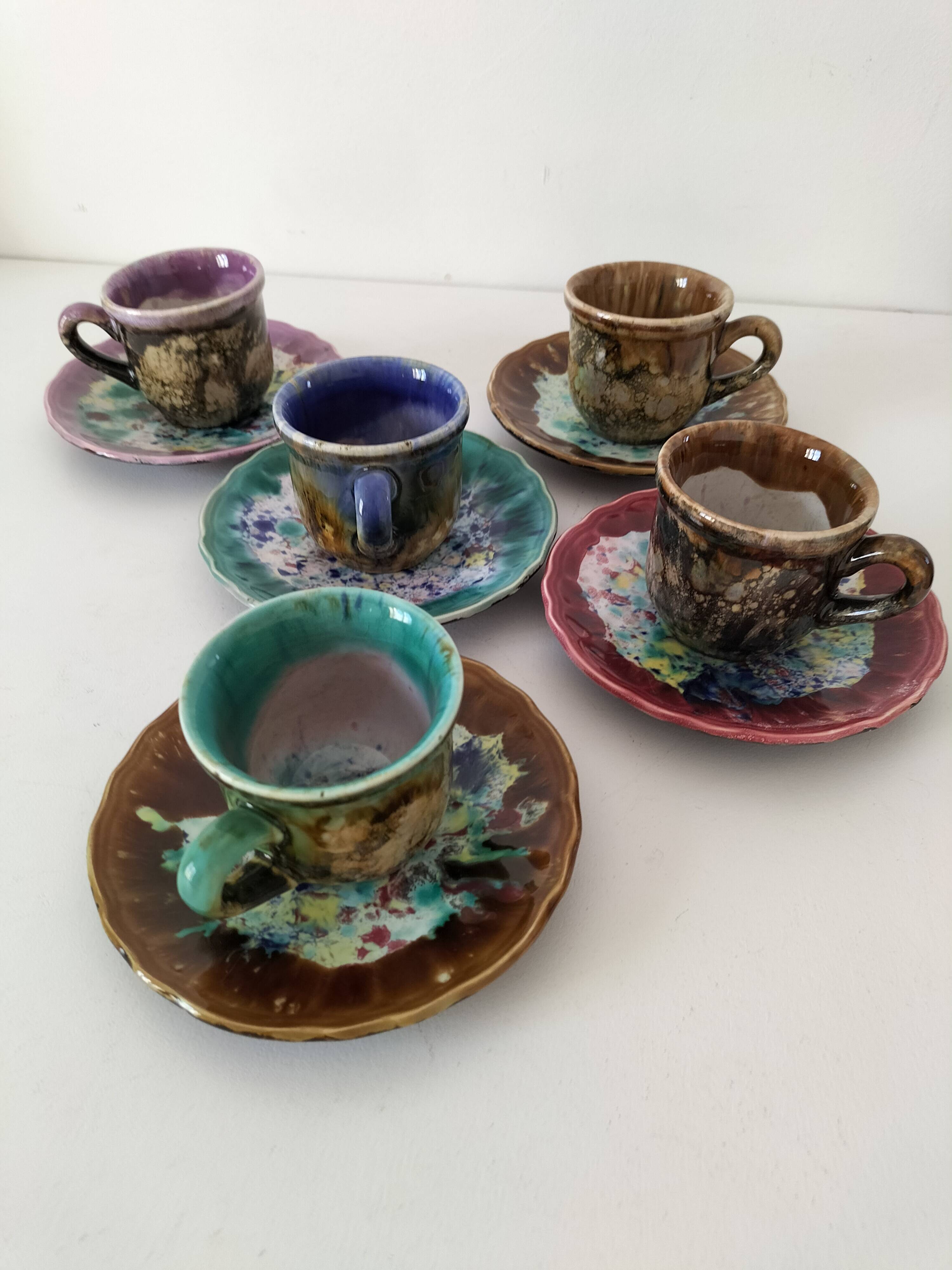 Gaston Gaubier ceramic cups and saucers