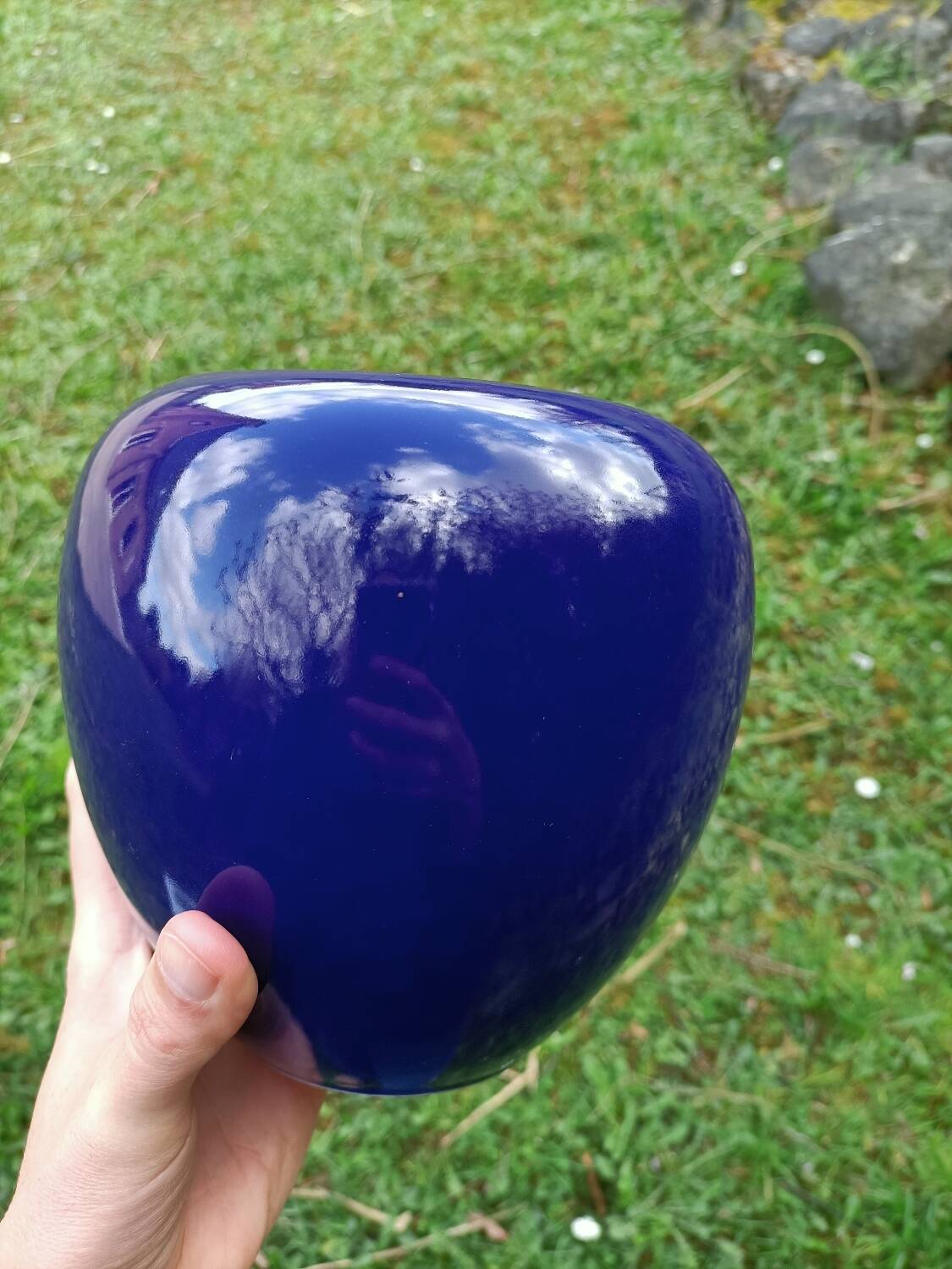 Intense blue ceramic vase