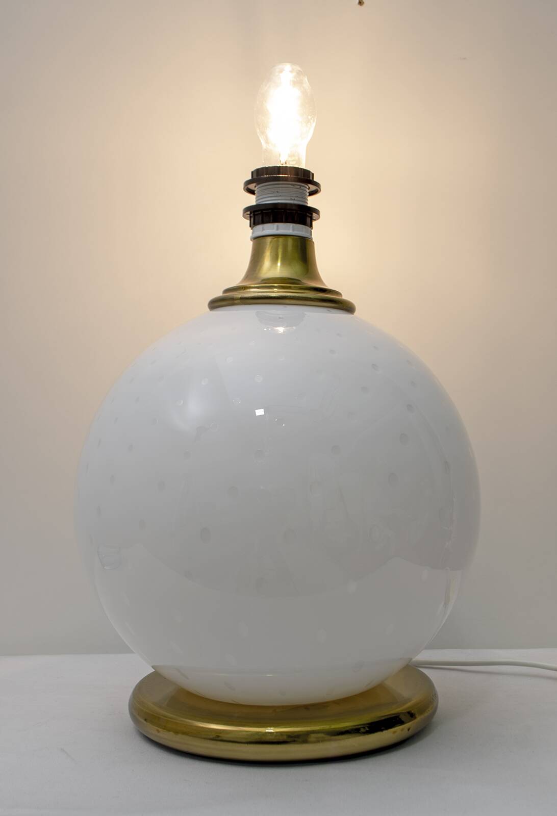 Mid-Century Modern Brass and Blown Murano Glass Table Lamp, 1970s