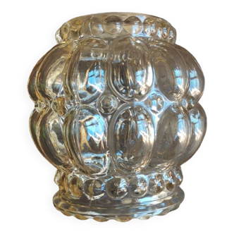 Vintage Amber Molded Glass Bubble Lamp Globe Hanging Lamp