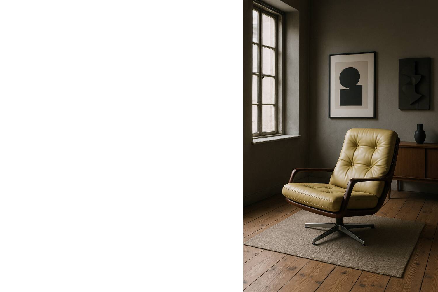 Swivel armchair in leather by Eugen Schmidt, Germany 1960