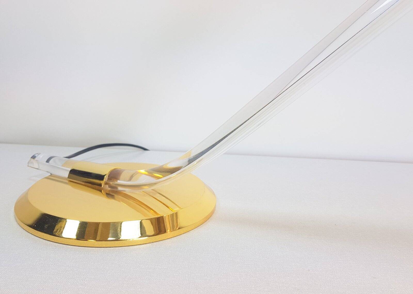 Vintage Cobra Desk Lamp in Brass and Acrylic from Grupo Mci, 1970