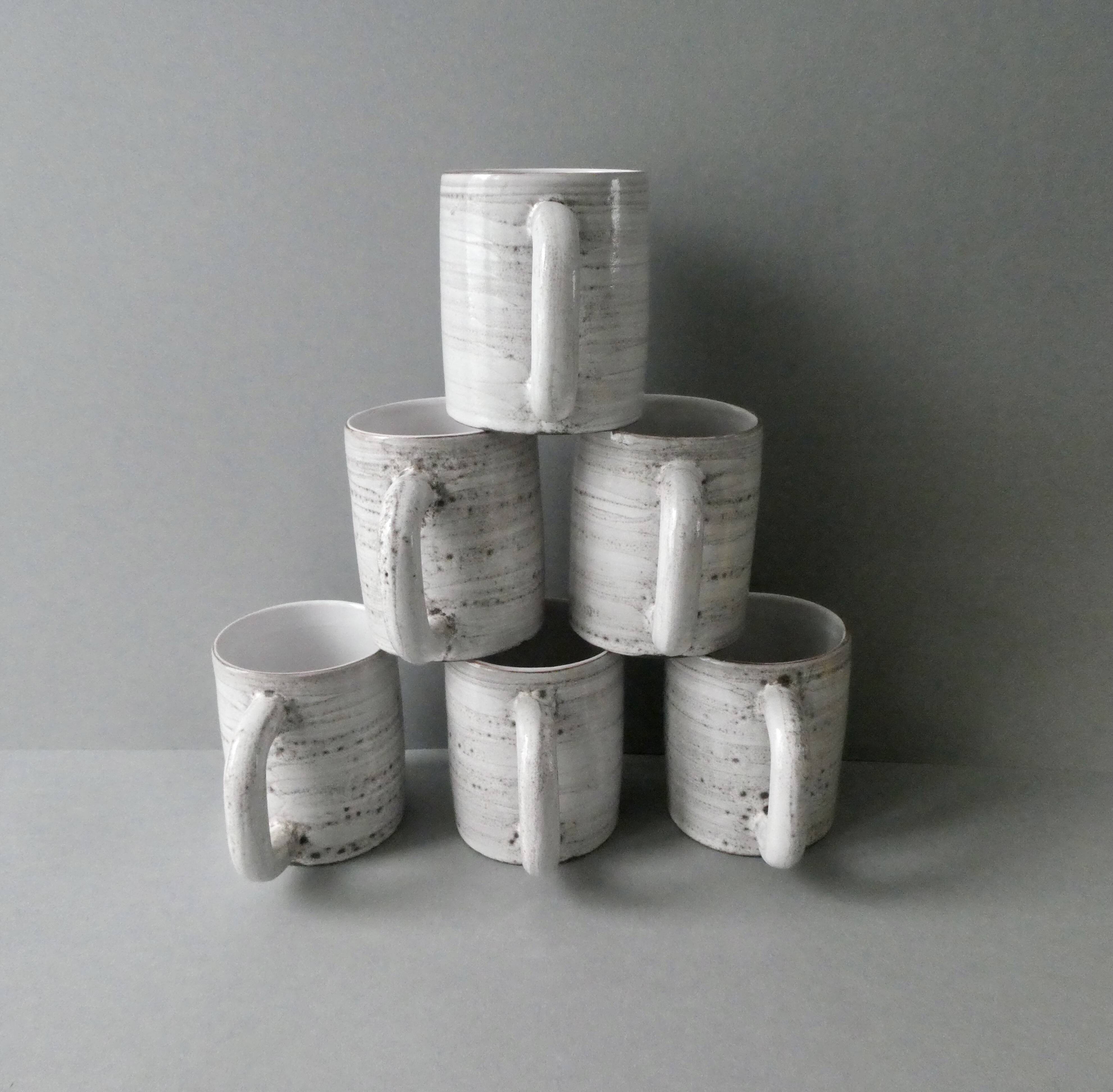 6 ceramic mugs signed Grandjean Jourdan, Vallauris