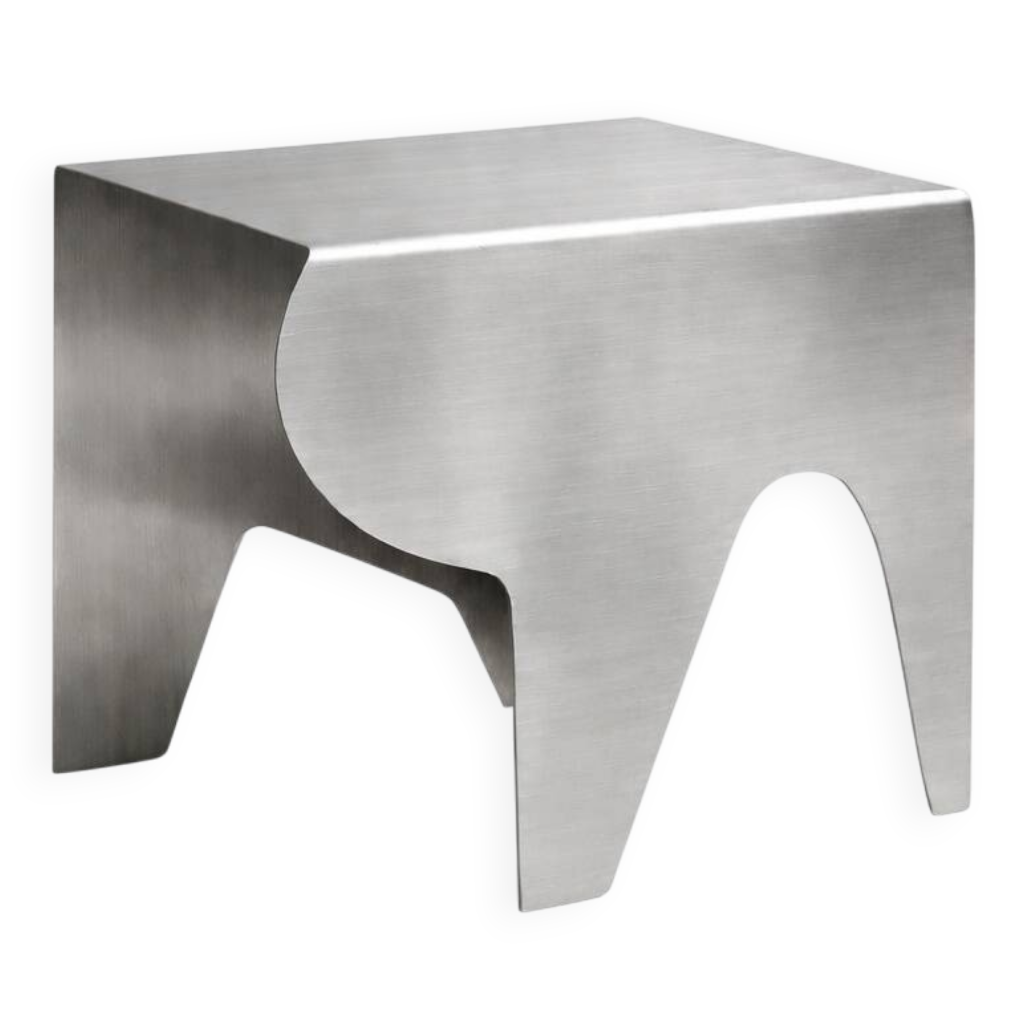 Contemporary Sculptural Stainless Steel Side Table, Minimalist Design