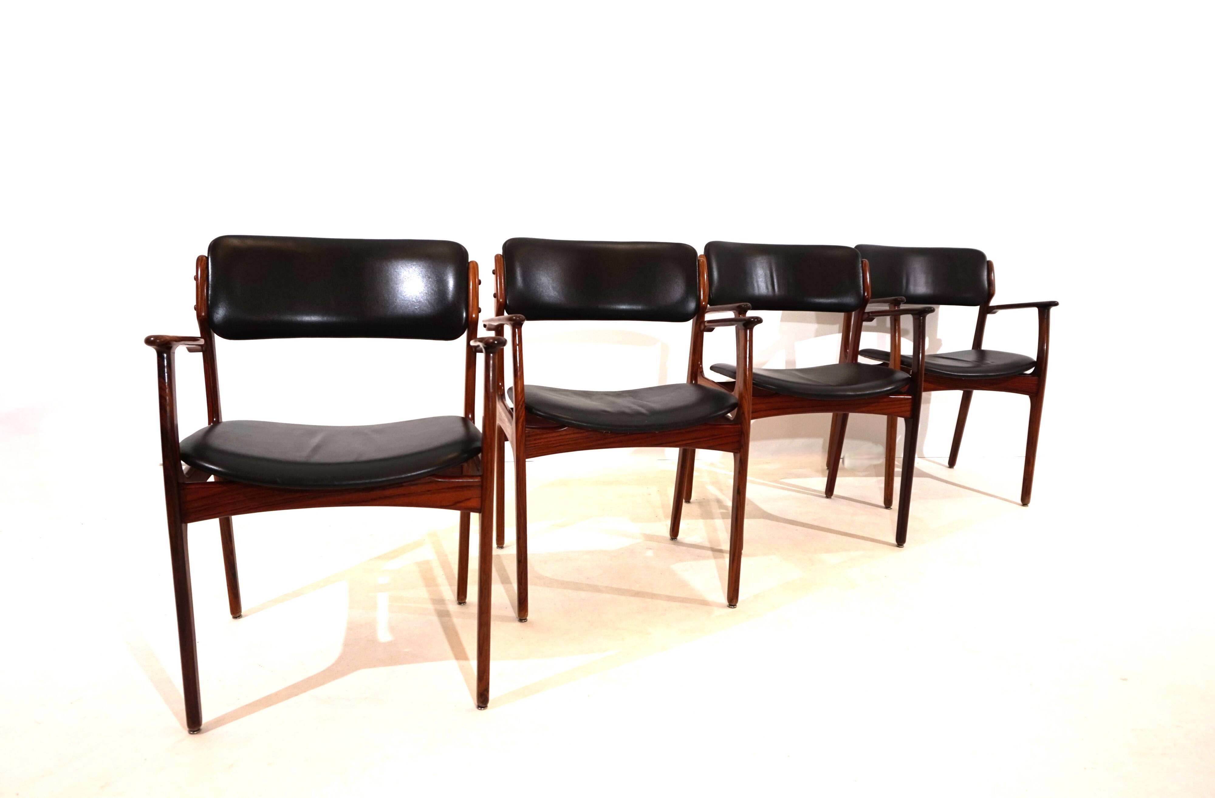 Erik Buck lot de 4 chaises de salle à manger en palissandre OD 50 pour OD Mobler