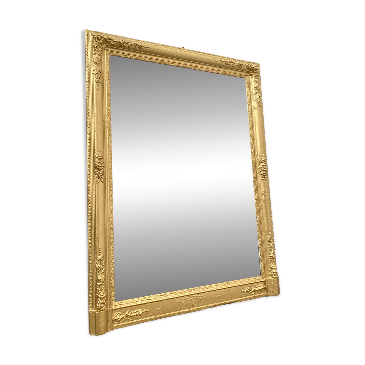 Wooden Stucco and Gilded Mirror, Height 115cm, 19th Century, France