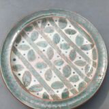 Set of 5 artisanal plates in enamelled earth plus a dessert plate. Unique pieces .