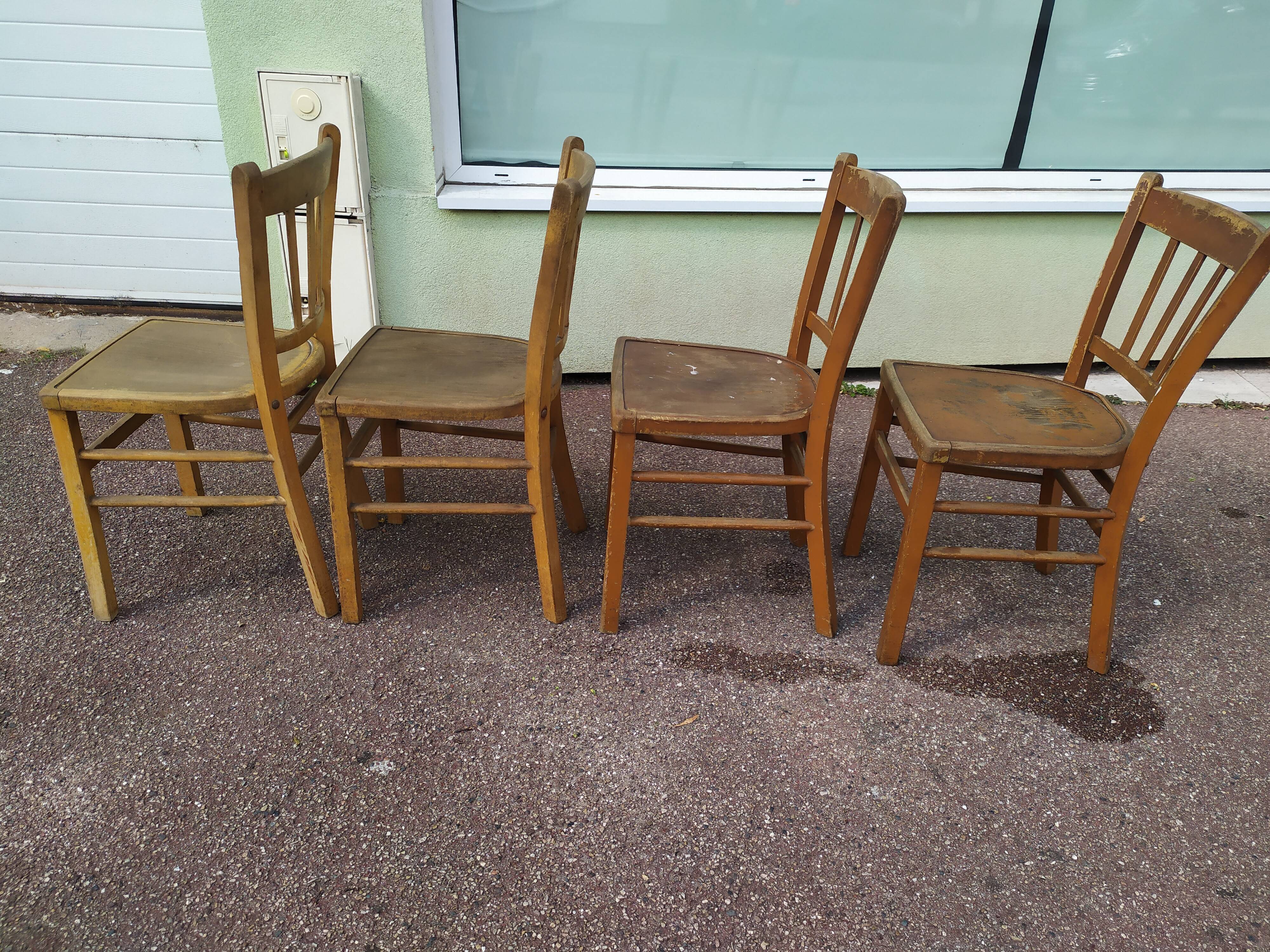 Set of 4 wooden chair bistrot farm