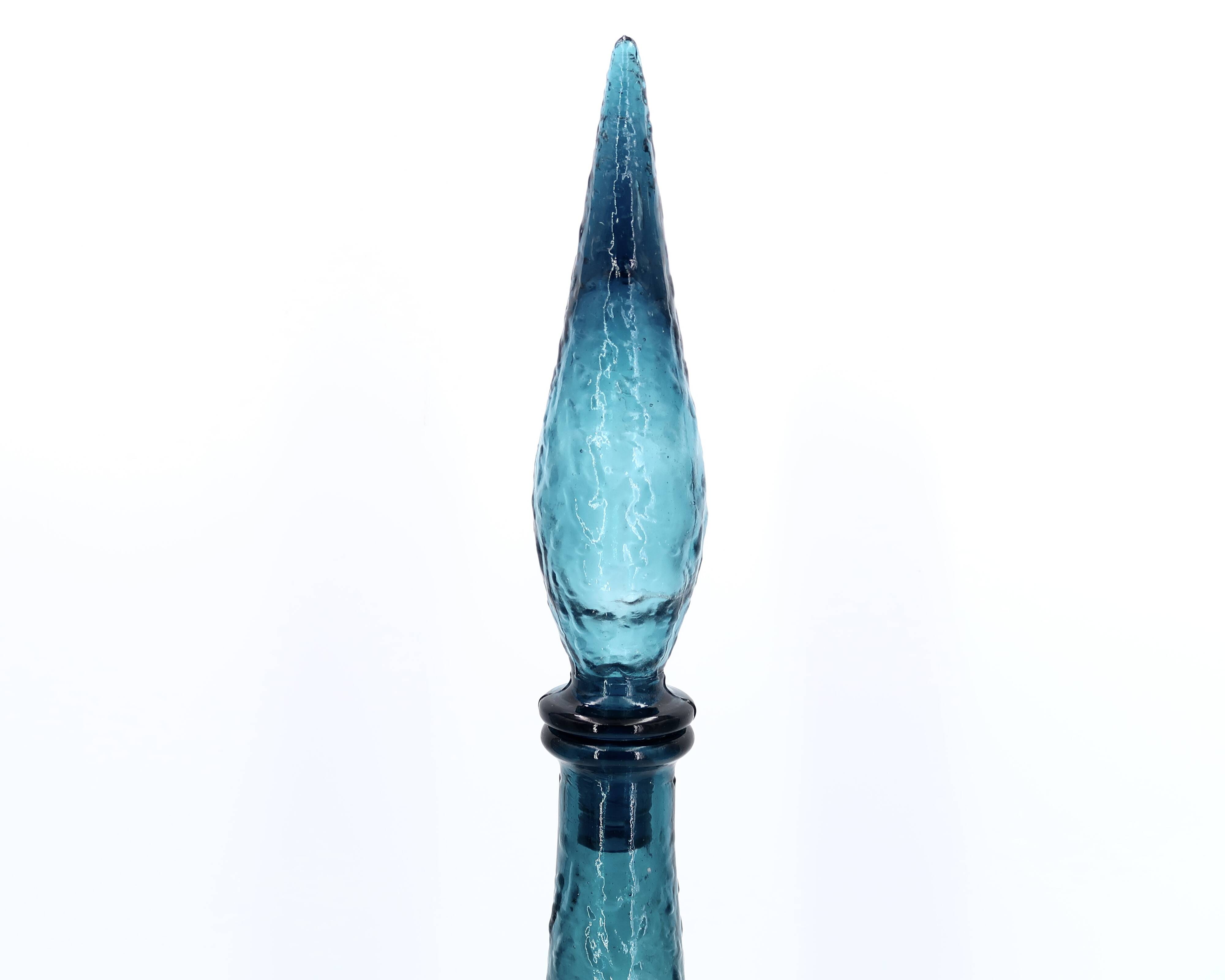 Empoli Italian carafe in blue glass, 1960s