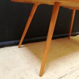 Wooden coffee table, children's desk glass top, interier praha, 1960, Czechoslovakia