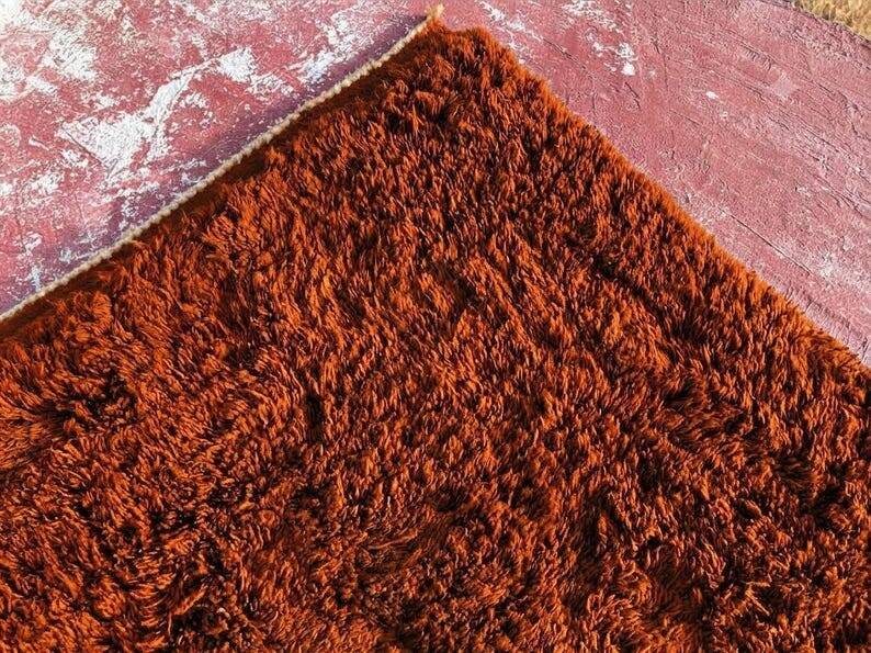 Moroccan Berber rug orange terracotta 300x200 cm – plain handmade rug